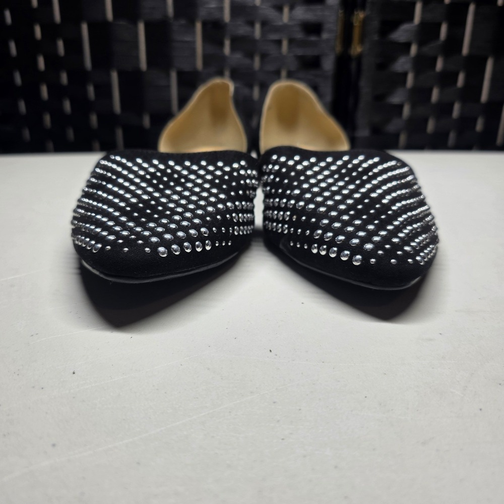 Isaac Mizrahi New York Black Studded DOrsay Pointed Toe Flats Shoes Women's 9.5 - Picture 6 of 8